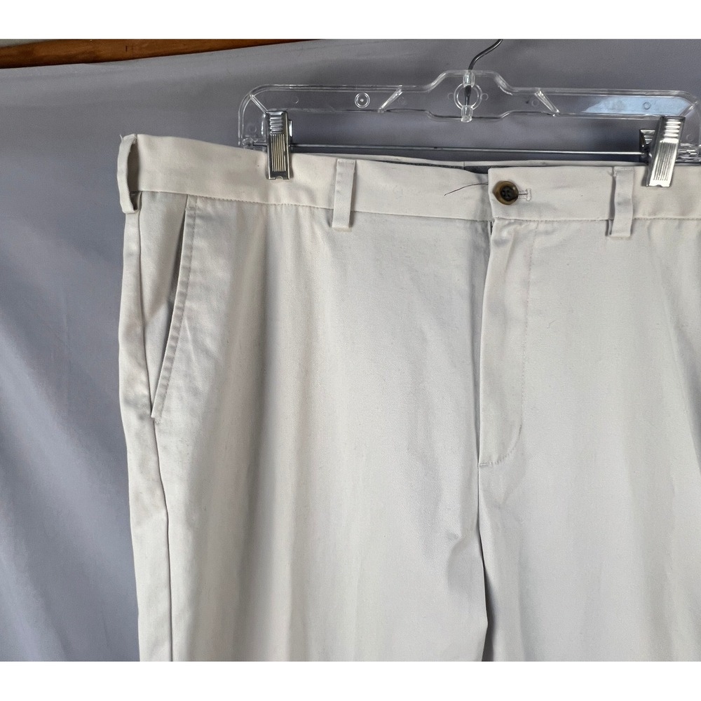 Nordstrom Men's Shop Straight Fit Beige‎ Cotton Blend Wrinkle Free Pants 40x34